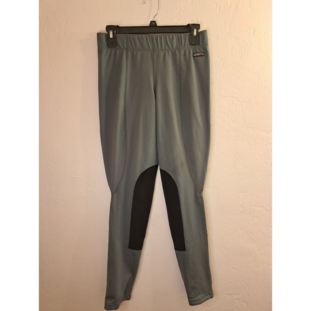Kerrits Womens L Breeches Gry/Blk Ultrasuede Patch Western Equestrian Horse Girl